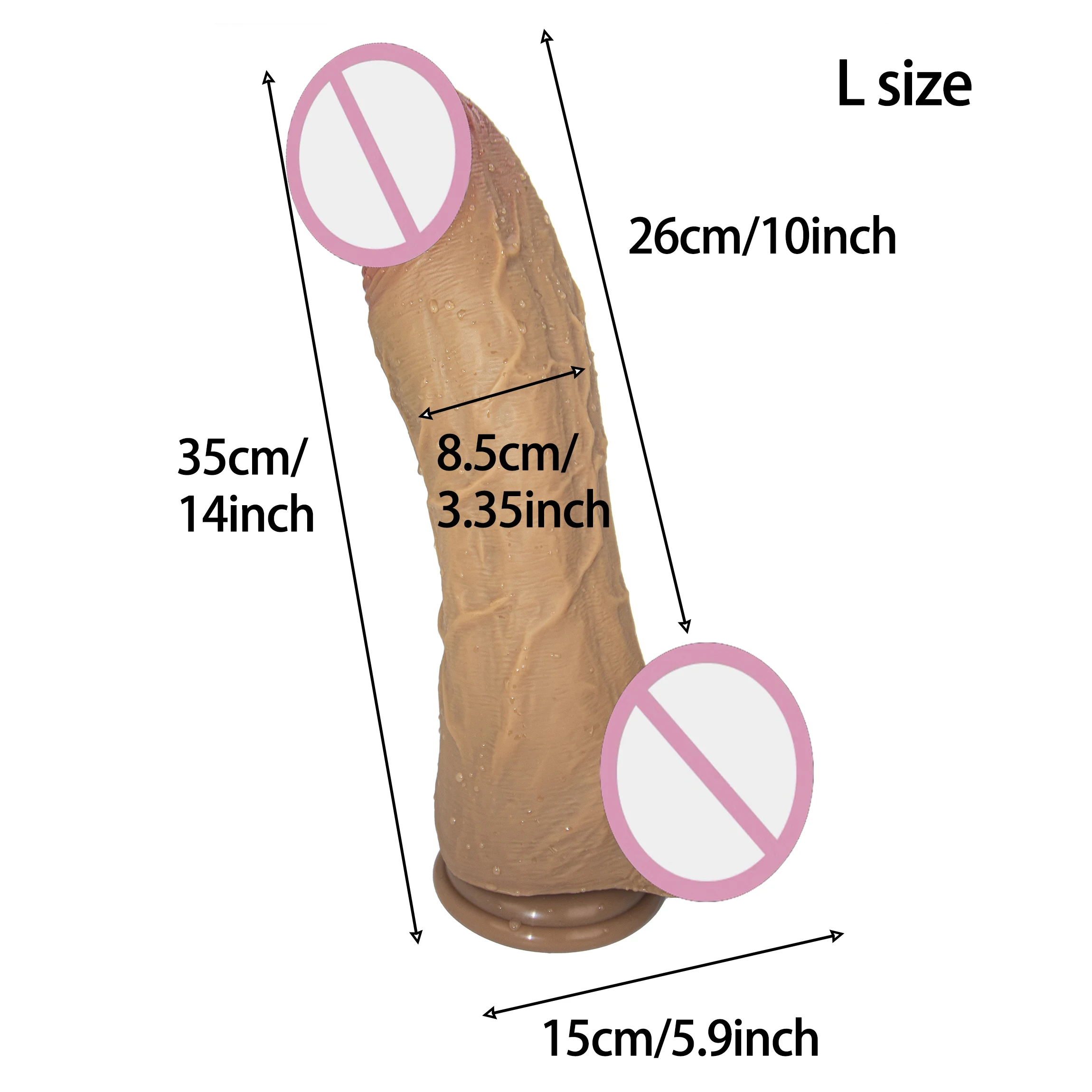 [Realistic Giant Dildo] Realistic 3.5 Inch Diameter Giant Dildo-Unisex G-Spot Anal Sex Toy With Strong Suction Cup For Hands-F