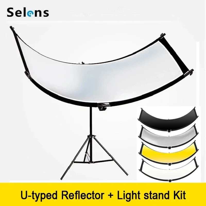 Selens 4 Colors Photography Collapsible Light Reflective Screen U-type Reflector With Tripod For Photo Studio Multi Disc Diffuer photography reflector macro photography diffuser