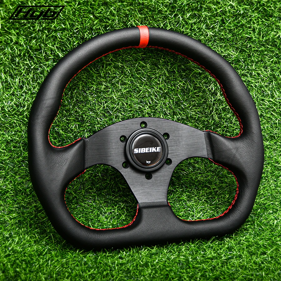 クラックデザイン ステアリングホイール 32から33センチ FORTUNE D1SPEC ステアリング FLAT-R 33パイ レッドステッチ DSC
