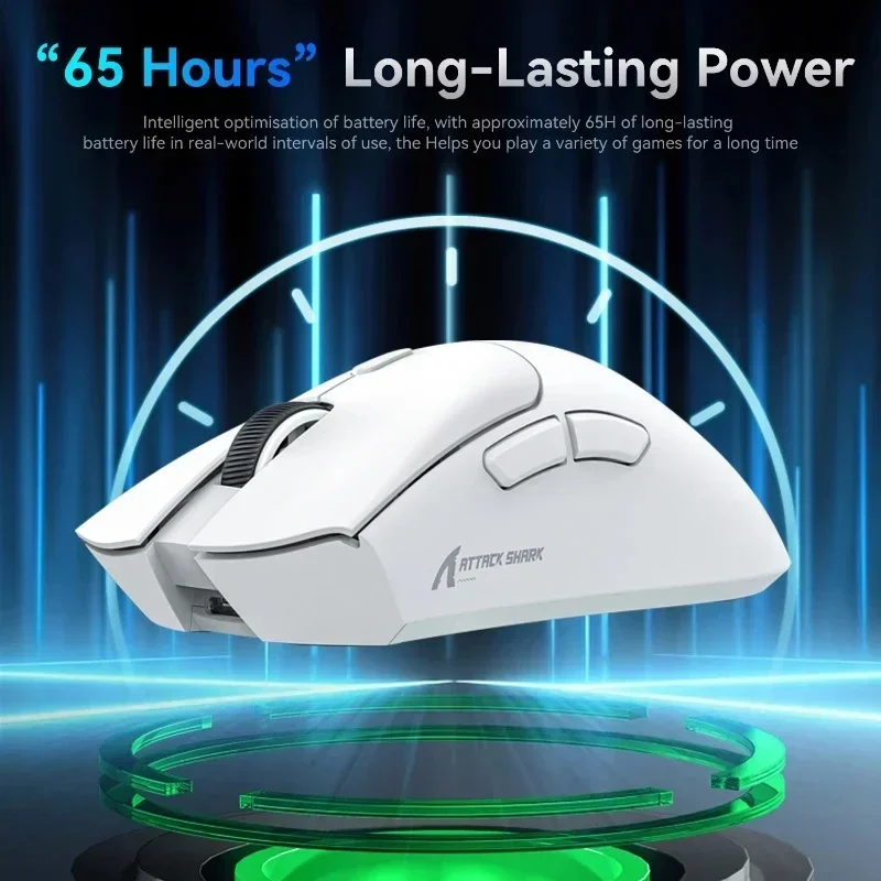 Attack Shark R1 무선 트라이 모드 게임용 마우스 2.4G USB Bluetooth 연결 PC 용 18000DPI 1000Hz 매크로 마우스