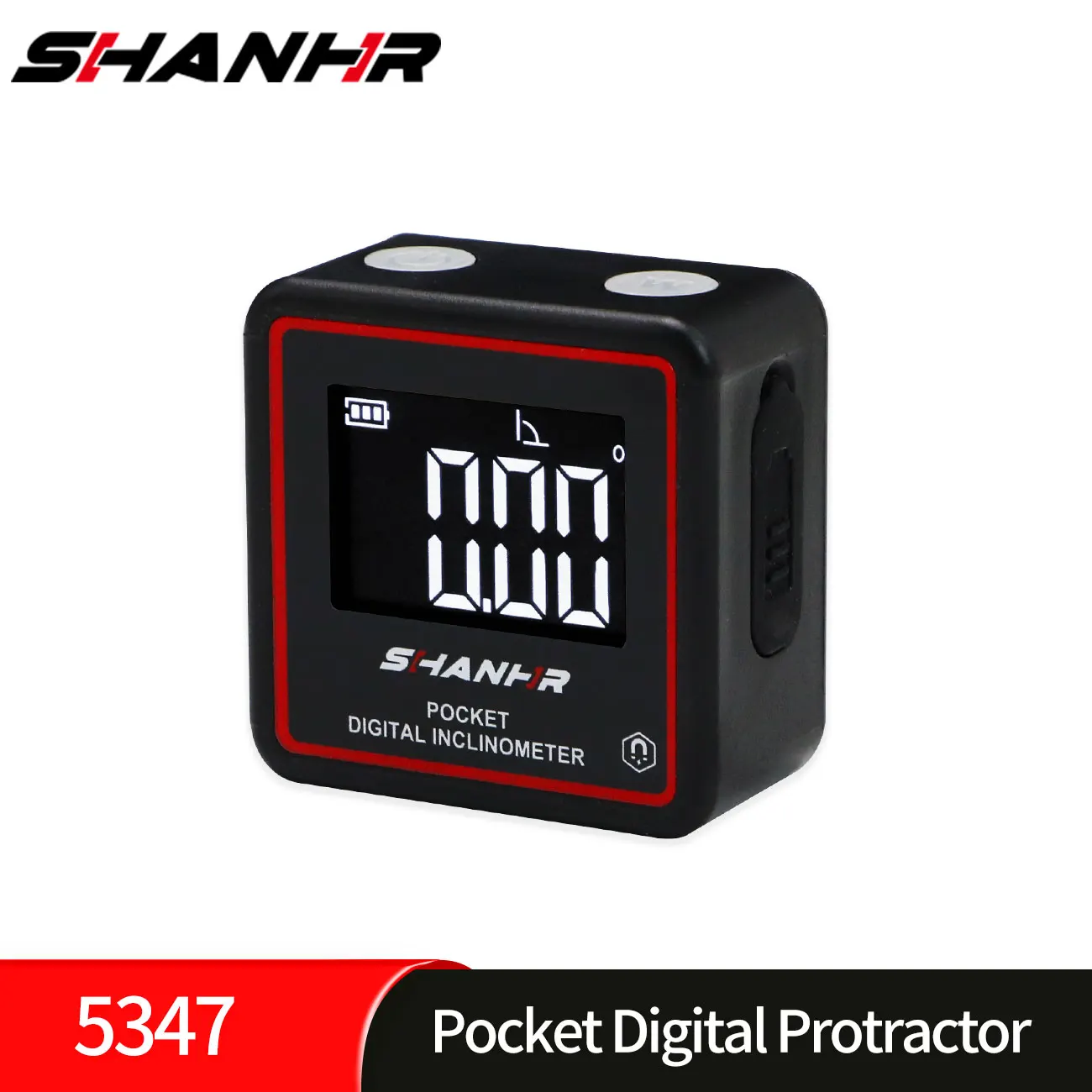 เครื่องวัดมุมดิจิตอลแม่เหล็ก SHANHR, เครื่องวัดความเอียงความแม่นยำสูงพร้อมจอ LCD แบบมีไฟพื้นหลัง, เครื่องวัดระดับดิจิตอลขนาดเล็กแบบชาร์จไฟได้ 1
