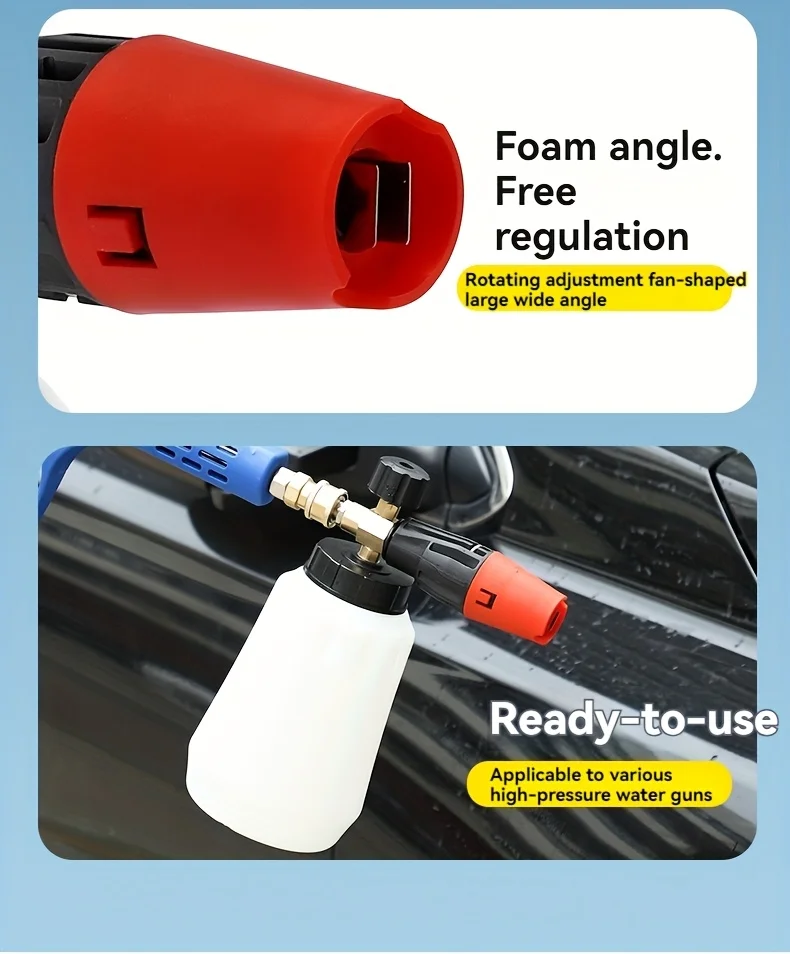 33,8 Unzen Autowaschschaumkanone – 60 ° Weitwinkel-Sprüh-Schneeschaumpistole mit Handflasche für Hochdruckreiniger – Detail 2