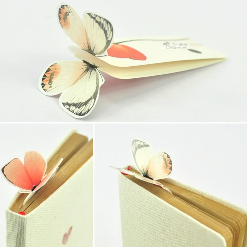 1 Set Bookmark Butterfly Style Teacher's Gift Book Marker Stationery Gift Realistic Cute Kawaii Cartoon 3d Bookmark bookmarks stationery supplies