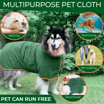 Adjustable Quick-Dry Pet Bathrobe for Dogs & Cats