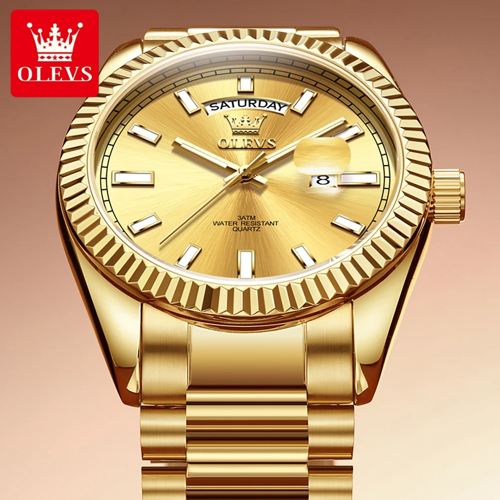 OLEVS 5650 Original Quartz Man Watch Waterproof Business Sports Man Wristwatch Steel Strap Luminous Luxury Brand Watches For Men