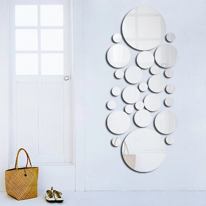 32pcs Modern Acrylic Mirror Wall Stickers 3D Home Decor DIY Art