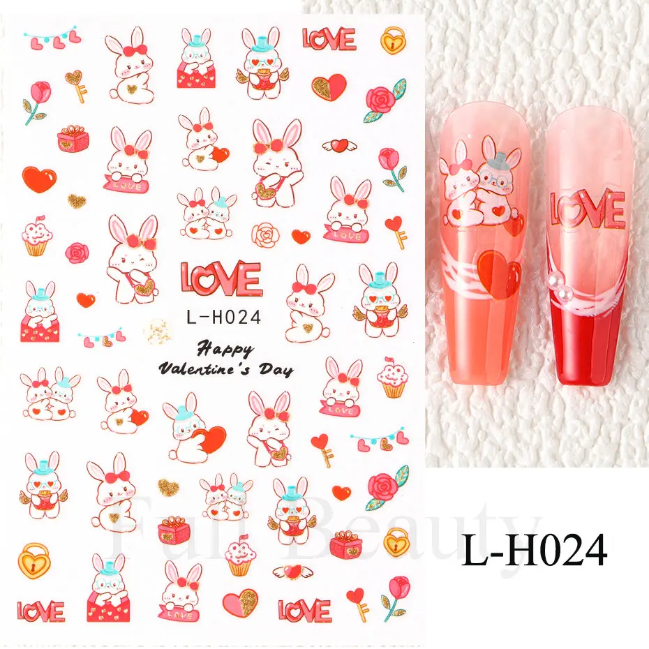 Nail Stickers Nail Decals Nail Art Decoration 3D Cute Cat Nail Sticker Decal Cartoon Rabbit Marble Flower Nail Art Stickers Sliders Tattoo Manicure Decorations Accessories