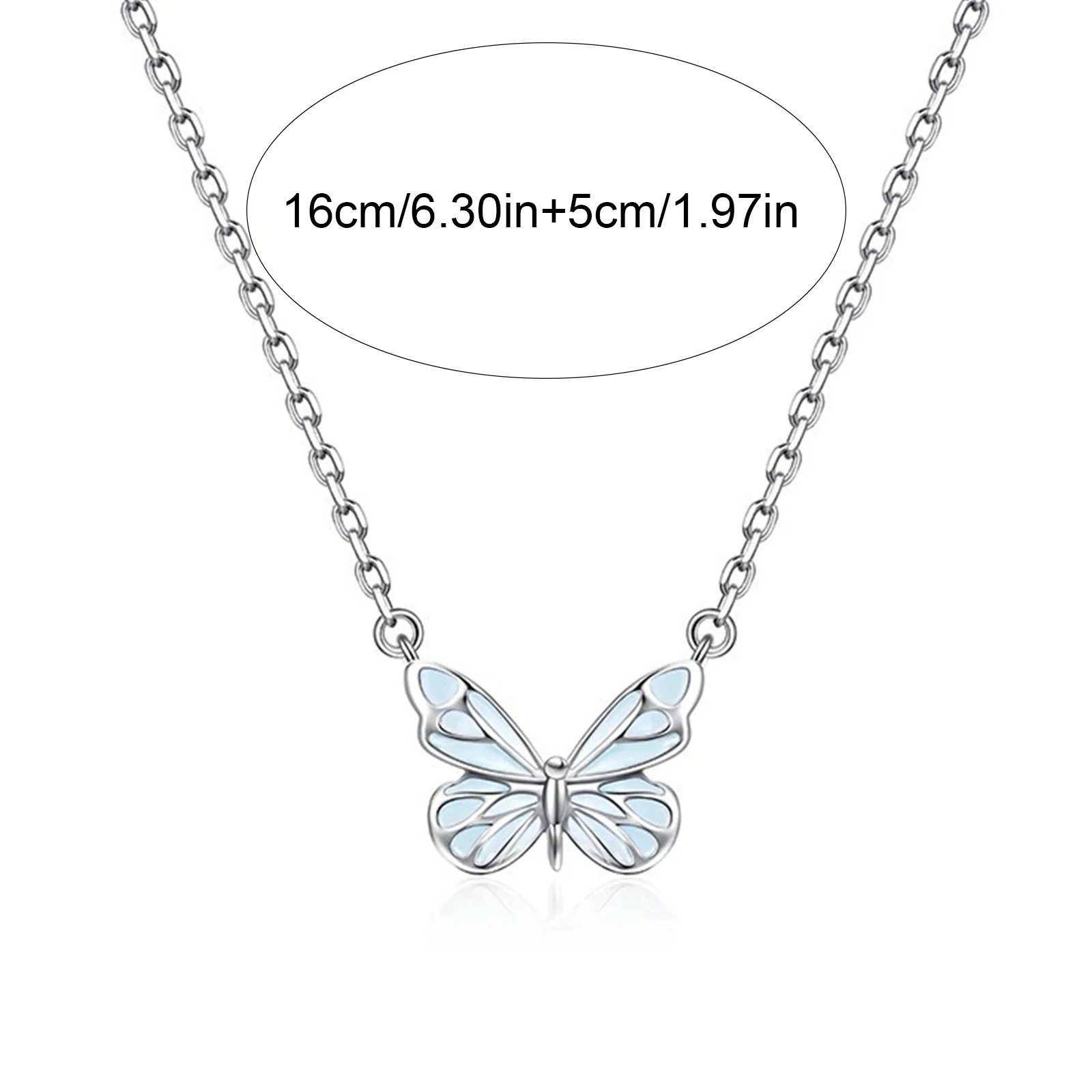 Glowing Butterfly Fairy Necklace Bracelet Steel Chain Butterfly Pendant Necklace Silver Jewellery Set for Lover Friend 6