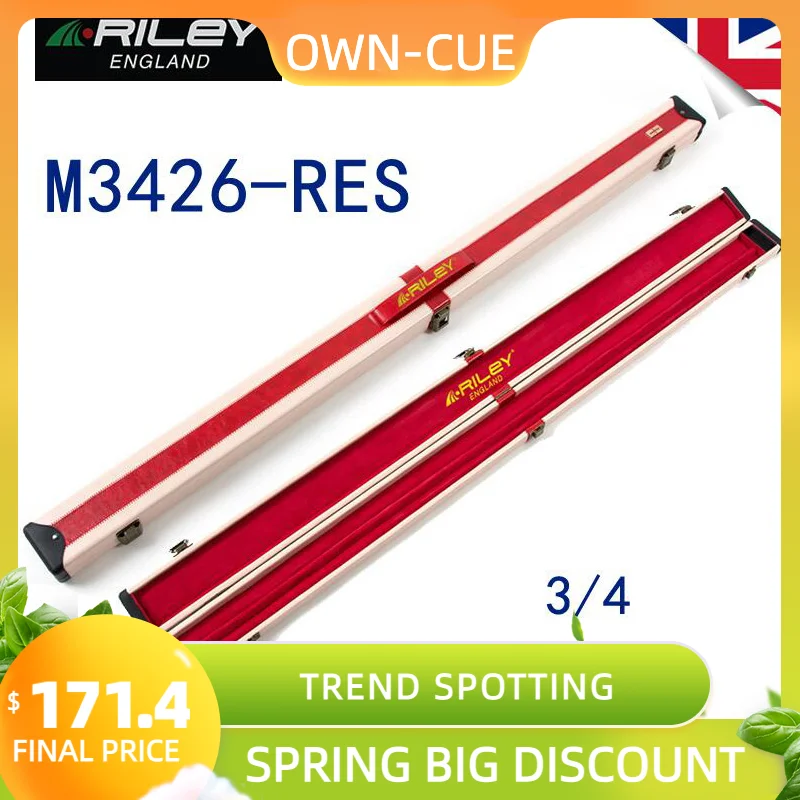 Riley M3426-RES 스누커 큐 케이스 상자 3/4 막대 상자 내구성 키트 상자 내구성 키트 상자 전문 당구 스틱 액세서리 2019