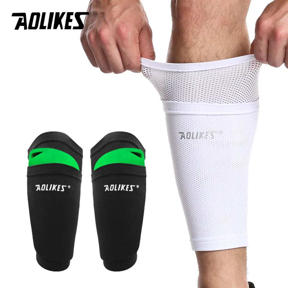 Soccer Shin Guards AOLIKES 1 Pair Sports Soccer Shin Guard Pad Sleeve Sock Leg Support Football Calf Sleeve Shinguard Adult Teens Children Shin Guard Pads