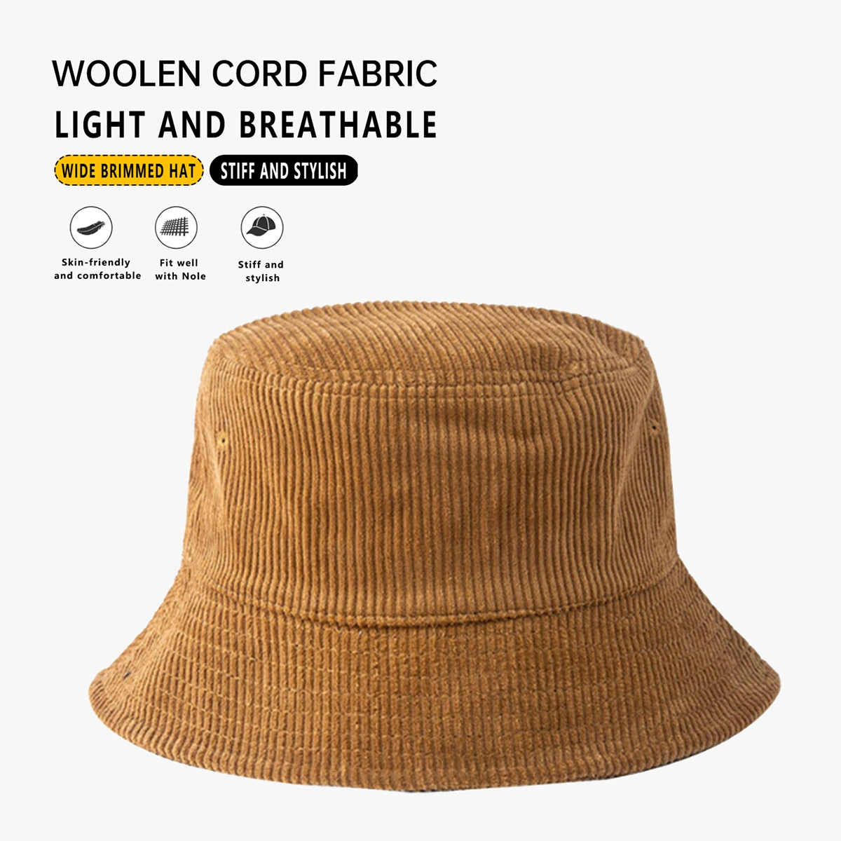 Corduroy Outdoor Bucket Hat for Women 2025 New Summer Large Head Circumference Sun Hat Uv Protection for Autumn Camping and Hiking