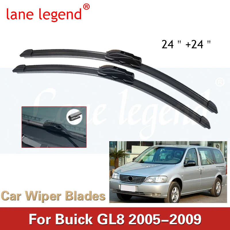 

For Buick GL8 2005-2009 24"+24" Car Accessories Front Windscreen Wiper Blade Brushes Wipers U Type J Hooks 2009 2008 2007 2006