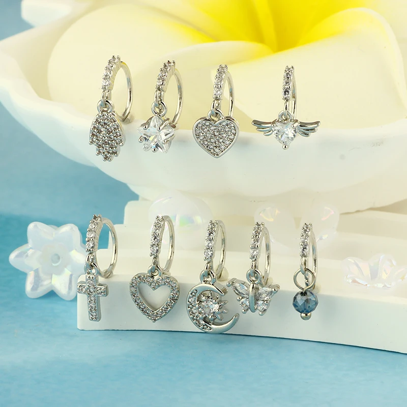 Whoolesales 50pcs Nose Hoop Septum Jewelry Body Piercing Daith Cartilage Earrings Small Hoop Nose Rings Nose Piercing Jewlery