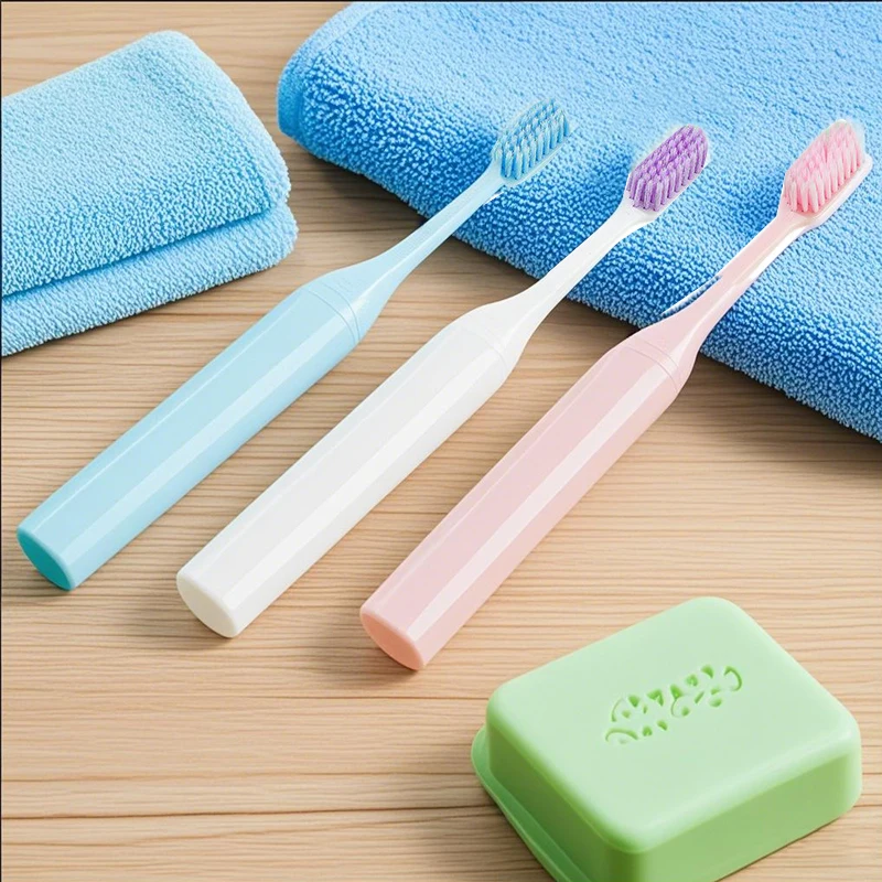 3Pcs 휴대용 여행 칫솔 접이식 소형 치과용 브러쉬 성인용 부드러운 칫솔 캔디 색상 치아 청소