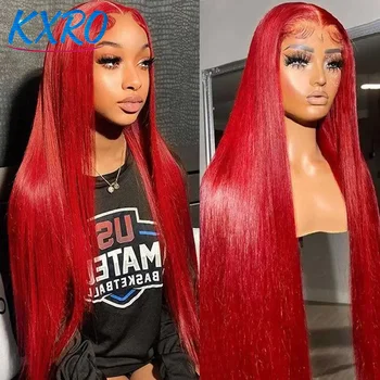 Colored Straight Human Hair Wigs 13x4 HD Lace Frontal Wigs 99J Burgundy Lace Front Human Hair Wigs For Woman on Clearance Sale 1