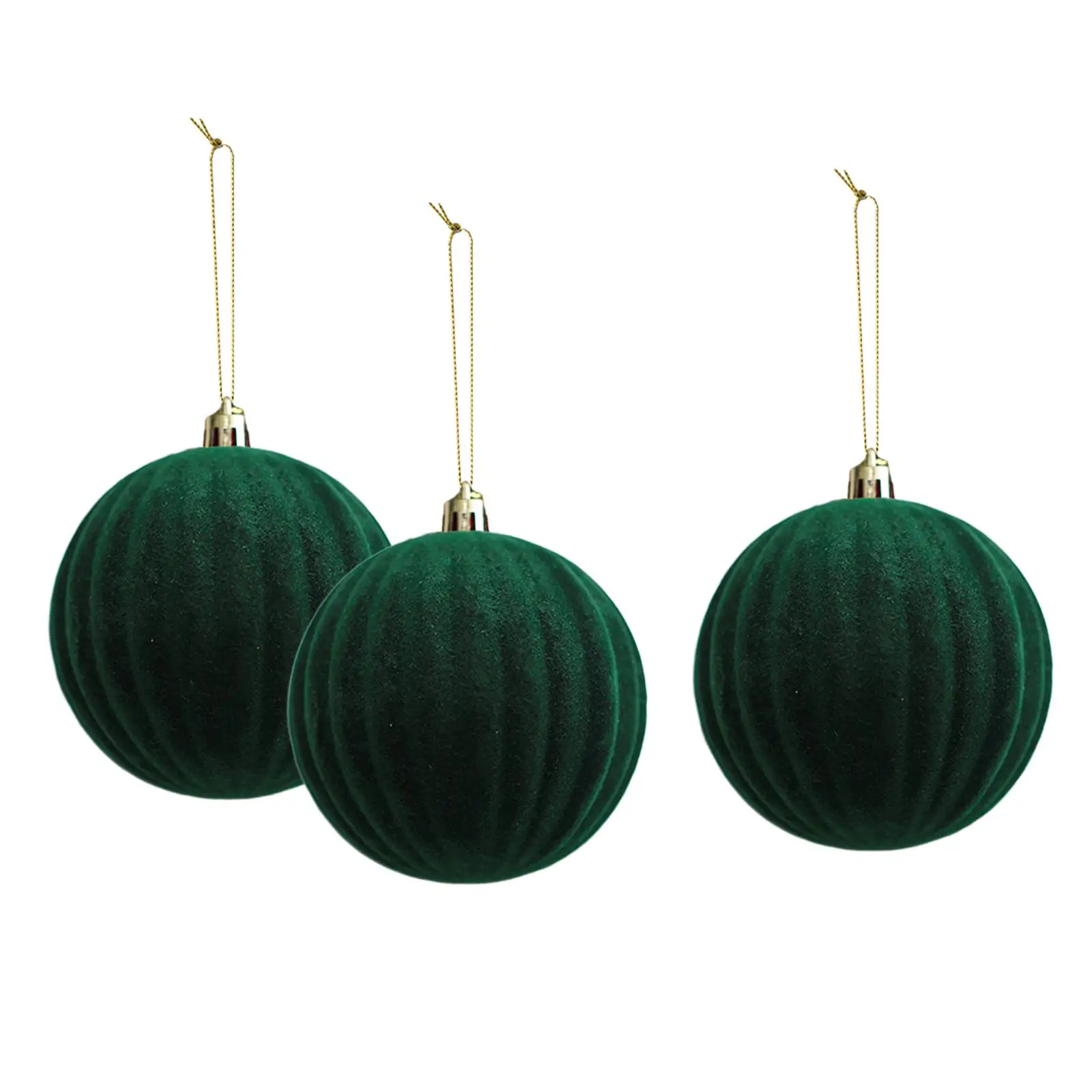 thumbnail image 1 of Juego de 3 adornos navideños con bolas flocadas para colgar en el árbol de Navidad, para festivales, aniversarios, fiestas en casa, 1 of 5