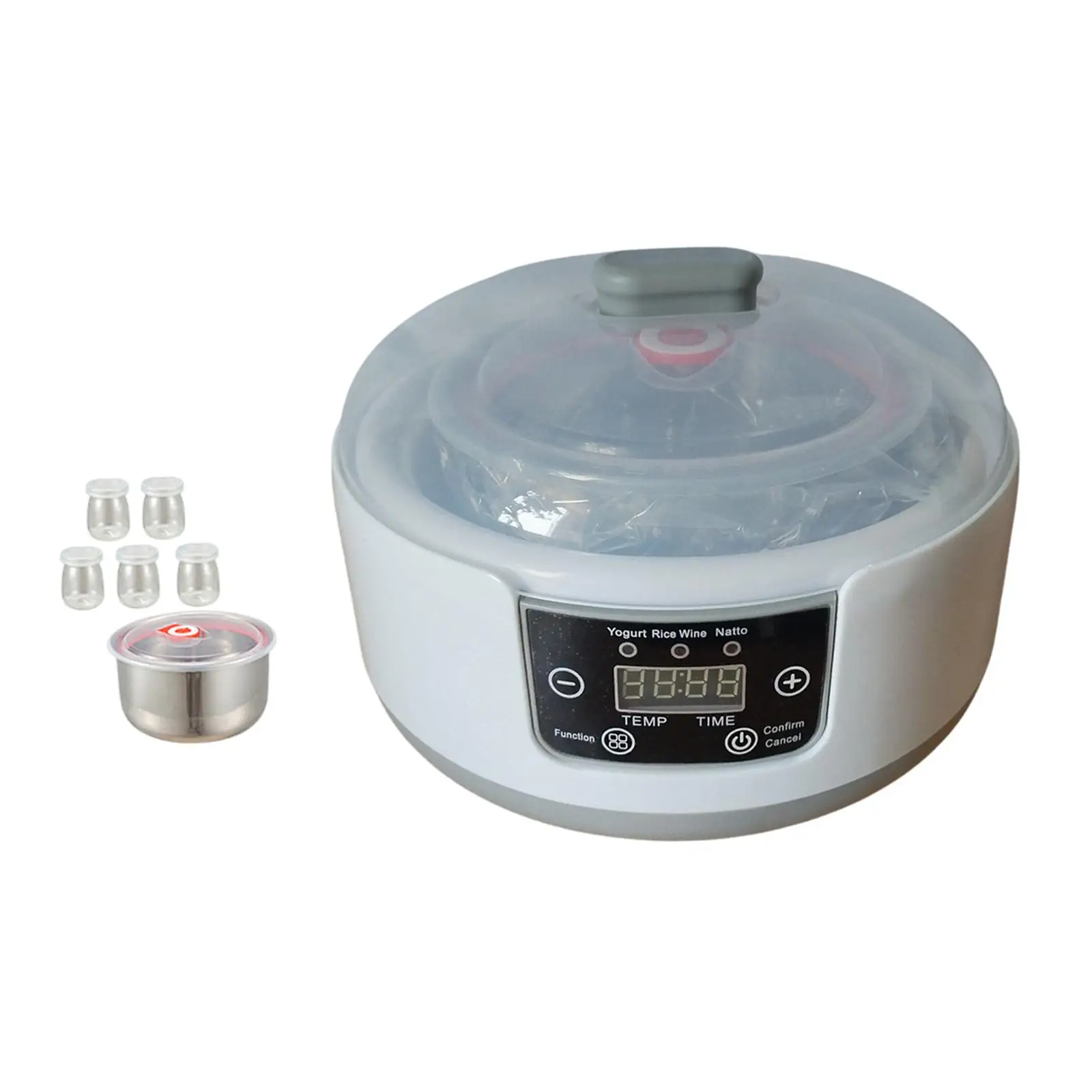Yogurt Maker DIY Natto Maker Constant Temperature Control Low Noise Household Stainless Steel Inner Pot with 5 Glass Jars