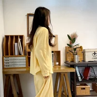 Muslin Pajamas For Women 100% Cotton Gauze Long Sleeve Button + Pants Nighwear Loose Casual Suits Female Sleepwear Clothing 2