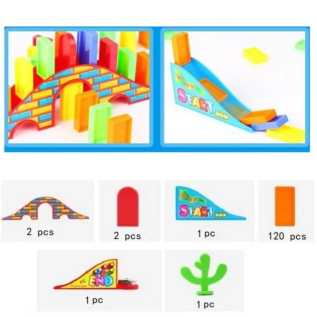 120pcs Domino Blocks Dominoes Board Game Plastic Model Building Tool Toys For Children Girl Boy Kids Educational Christmas Gift 5