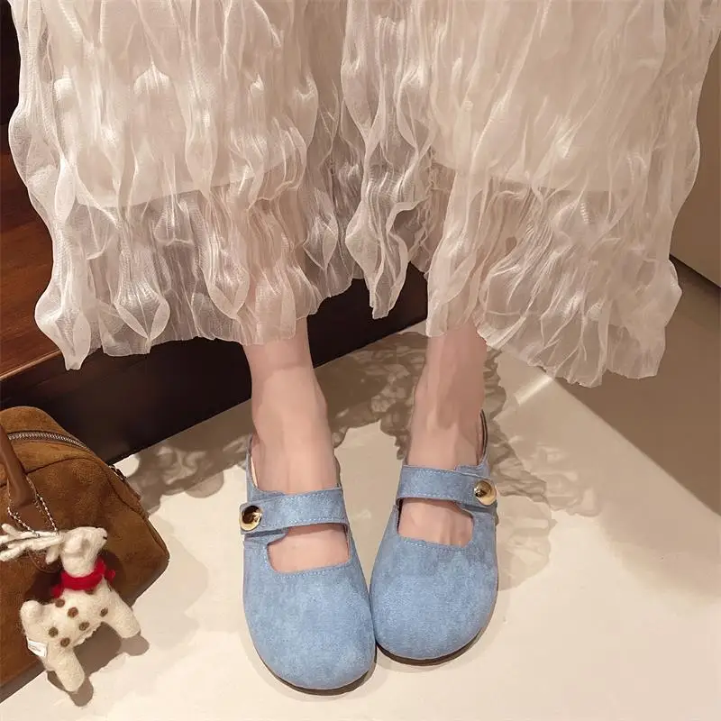 High Quality Boston Style Classic Sandals Retro metal buckle Comfortable Soft imitation Cow Suede Buckle Cork Slipper