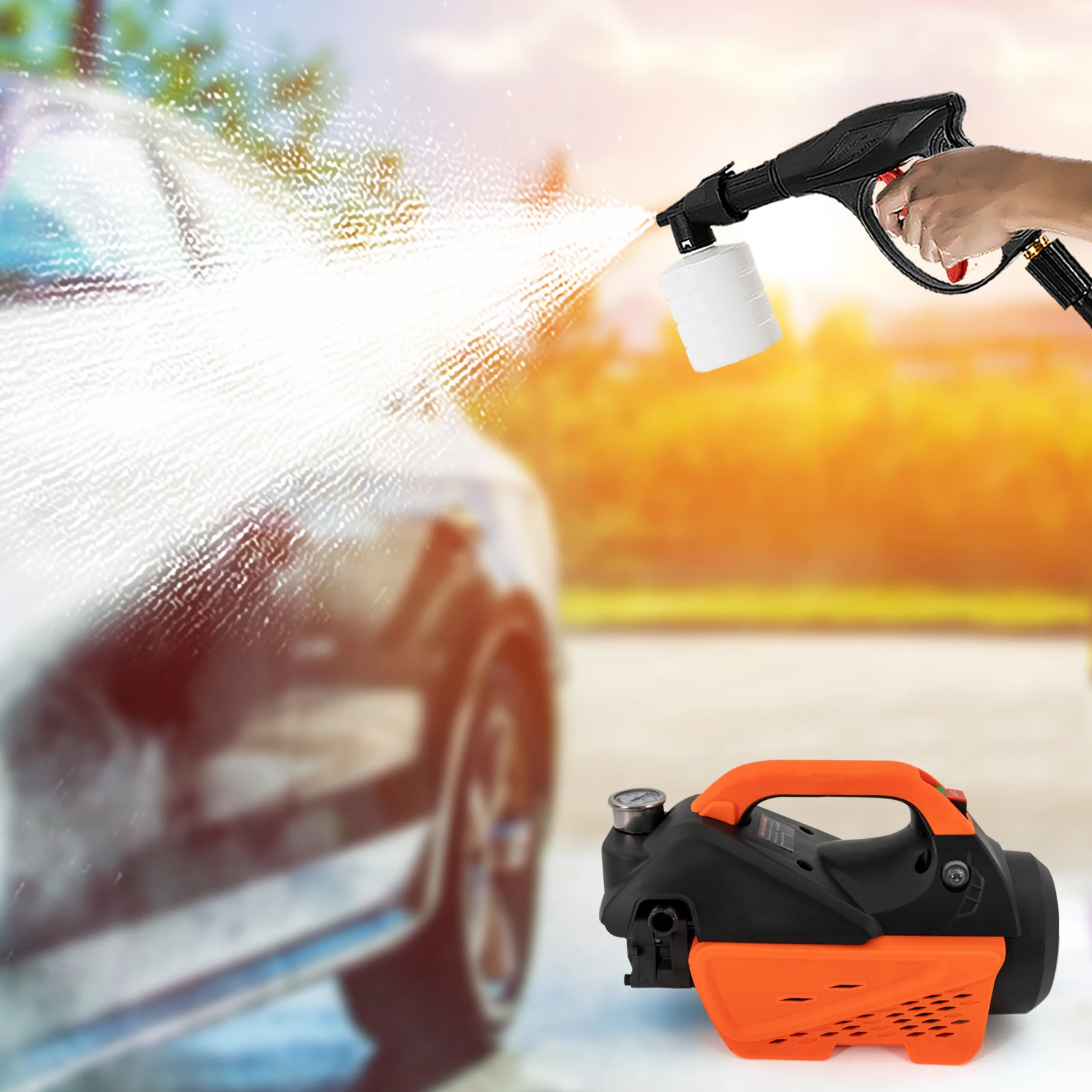 

1300W 10Mpa Household Automatic Car Washer Portable Electric Pressure Power Washer Cleaner Machine Spray Gun W/ Pipe 3600RPM