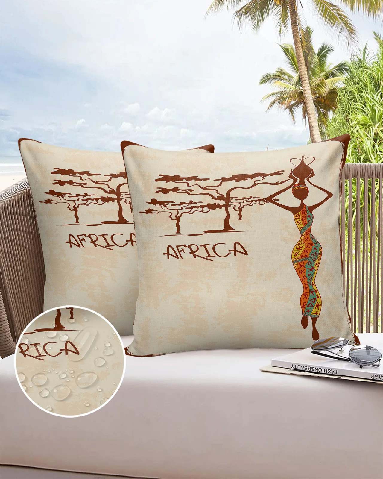 

African Woman Tree Waterproof Pillowcase Decorative Sofa Bed Pillow Cover Home Decor Car Cushion Cover