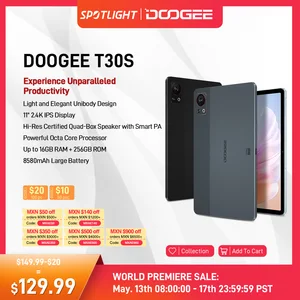 World Premiere DOOGEE T30S Tablet 11" 2.4K TÜV Certified 16GB(6+10) 256GB T606 Octa Core 13MP Main Camera Quad Speakers 8580mAh