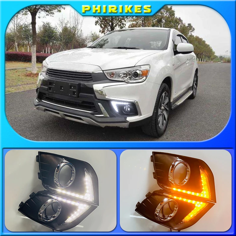 

LED Daytime Running Lights For Mitsubishi Outlander Sport ASX RVR 2016 2017 2018 2019 DRL Fog lamp cover with yellow signal