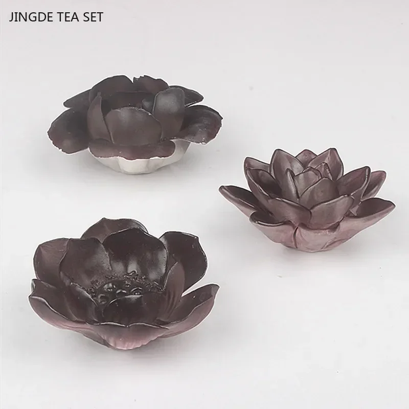 Tea Pet Ornaments Ceramic Color-changing Tea Pet Chinese Tea Set Accessories Flower Model Sculpture Decoration Home Tray Ornaments Crafts