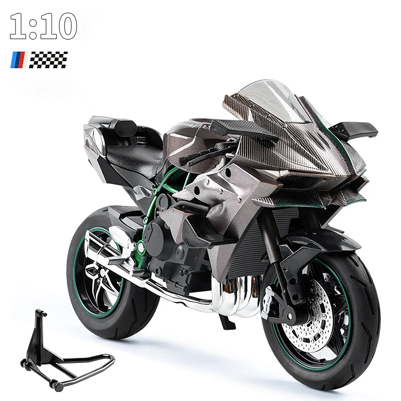 thumbnail image 1 of 1:10 BMW S1000RR Kawasaki H2R V4S Aleación de fundición a presión Modelo de motocicleta Vehículo de colección Sonido y luz Todoterreno Autociclo Juguetes Coche, 1 of 5
