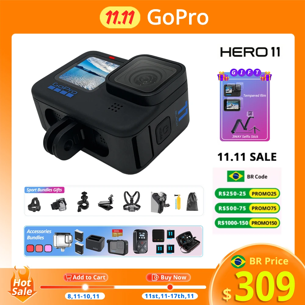 GoPro HERO 11 (CHDHX-111-RW ) câmera de ação preta Gopro Hero 11 Black ...