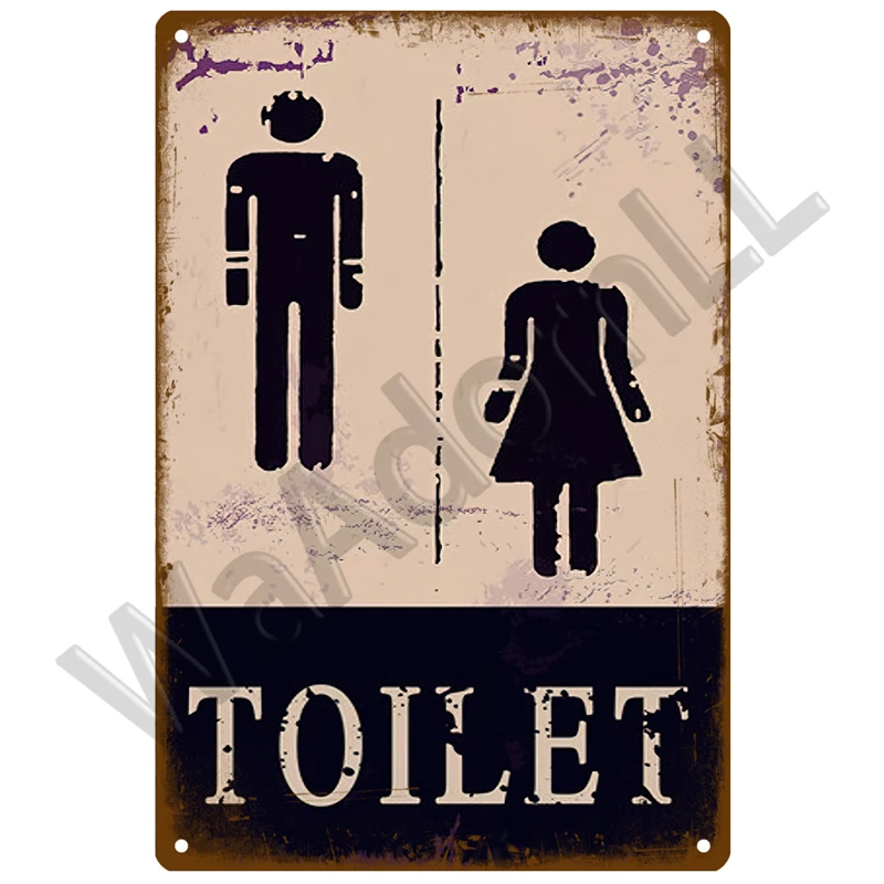 WC Toilette Blechschild Poster Vintage Wandposter Metallschild Dekorative Wandplatte Küche Plakette Metall Vintage Dekor Zubehör – Detail 28