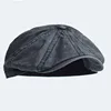 Washed Cotton Newsboy Cap Peaky Octagonal Hat Vintage Casual Cap Solid Berets Flat Hat 1