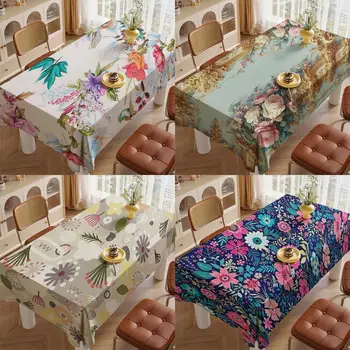 Nappe florale colorée, nappe de cuisine de Restaurant, salon, décoration de la maison, décoration de fête rectangulaire 1