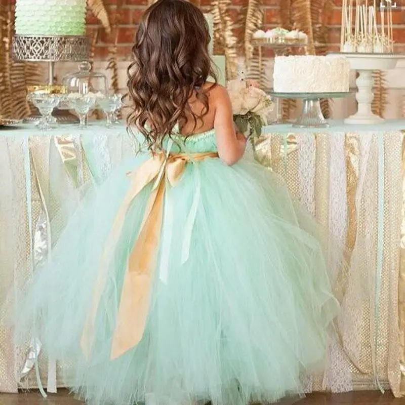 Flower Girl Dress Lace Toddler Glitz Pageant Dresses Pretty Kids Prom Gown Abiti Da Comunione Primera Comunion
