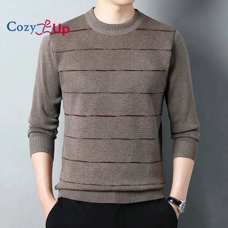 

Men Crewneck Sweater Soft Casual Stripe Sweaters for Men Classic Pullover Sweaters with Ribbing Edge