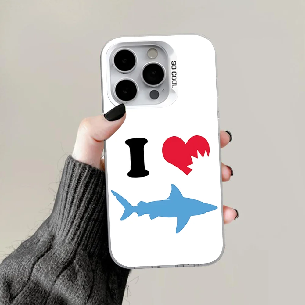 Adorable Blue Shark Matte Phone Case with Gray White Hard Bumper - Anti-Fall Design