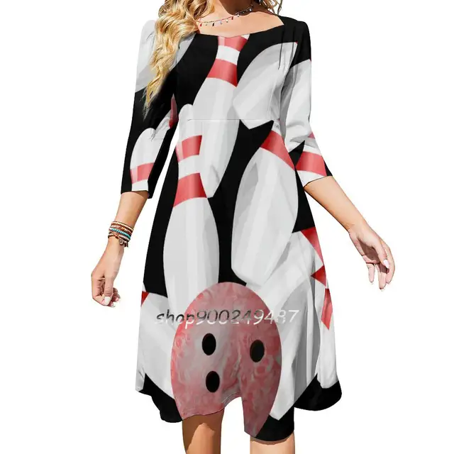 Ten-Pin Bowling Strike Square Neck Dress: An Elegant and Sweet Summer Dress