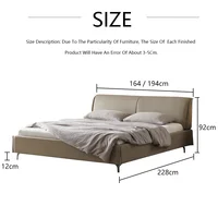 Lit en cuir souple minimaliste moderne, lit Queen, chambre principale, lit de mariage, lit double créatif, lit King 6