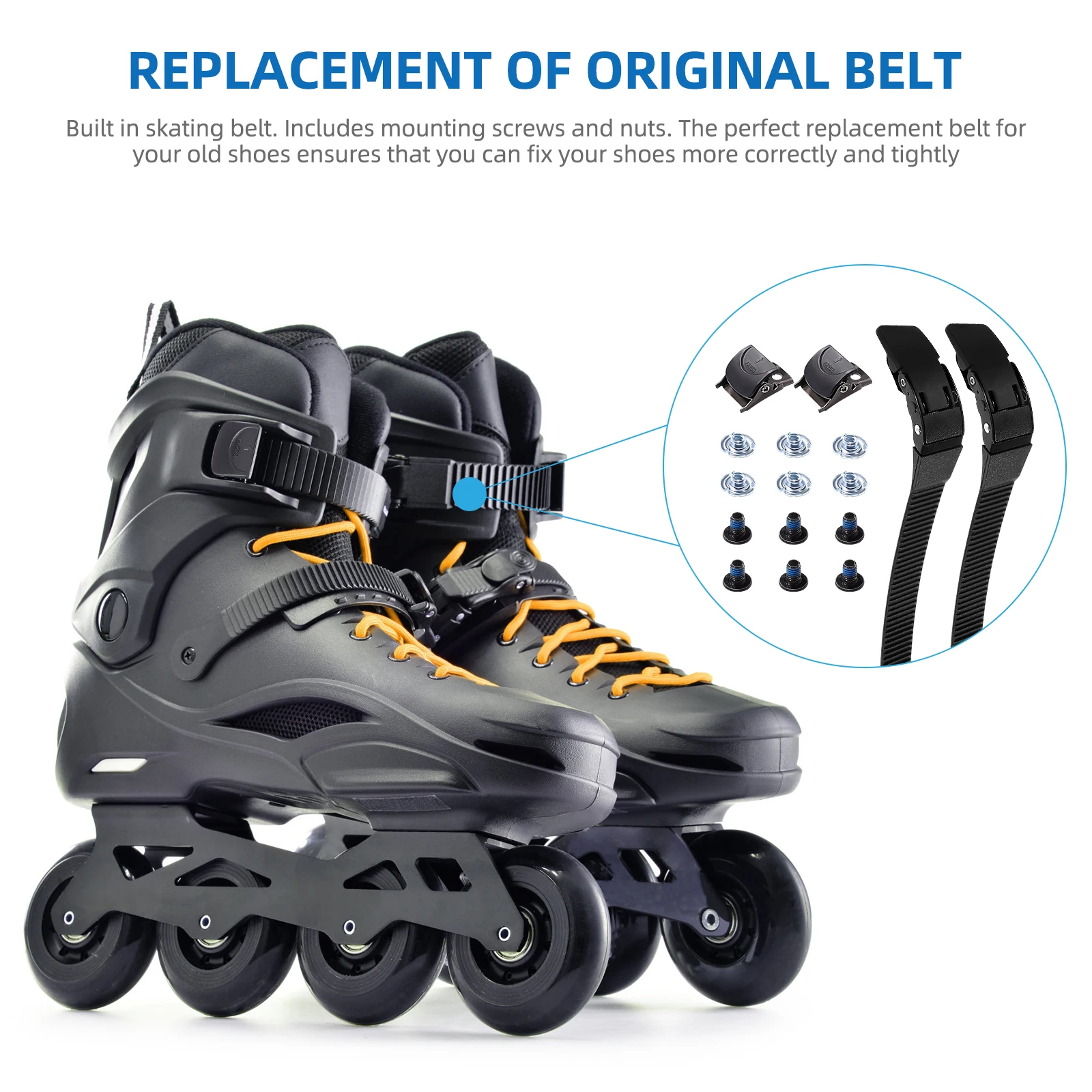 Skating Shoes Straps 2 Set Skate Laces Roller Straps Skating Shoes Energy Belts Accessories Universal Practical PVC Buckles