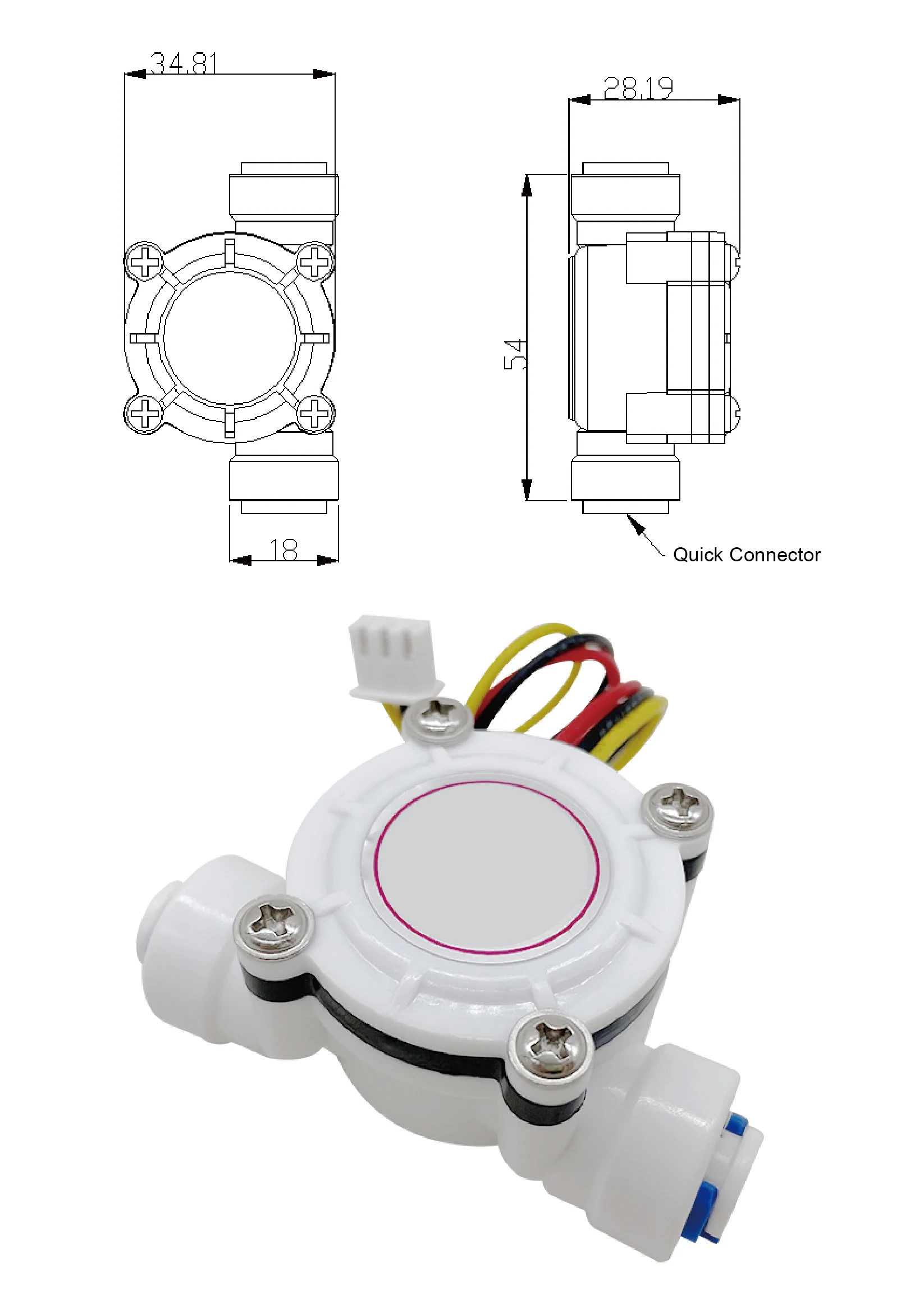 YF-S401 / YF-S402 Hall Effect PE Water Flow Sensor G1/2 G3/4 Inline Liquid Flow