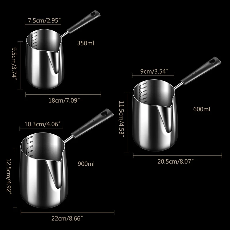 Non-stick Small Milk Pot Stainless Steel 304 Mini Thickened Soup Pot Double Bottom Household Cooker for Oil