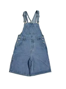 Women's Casual Denim Overalls Vintage Basic Loose Suspender Shorts 1
