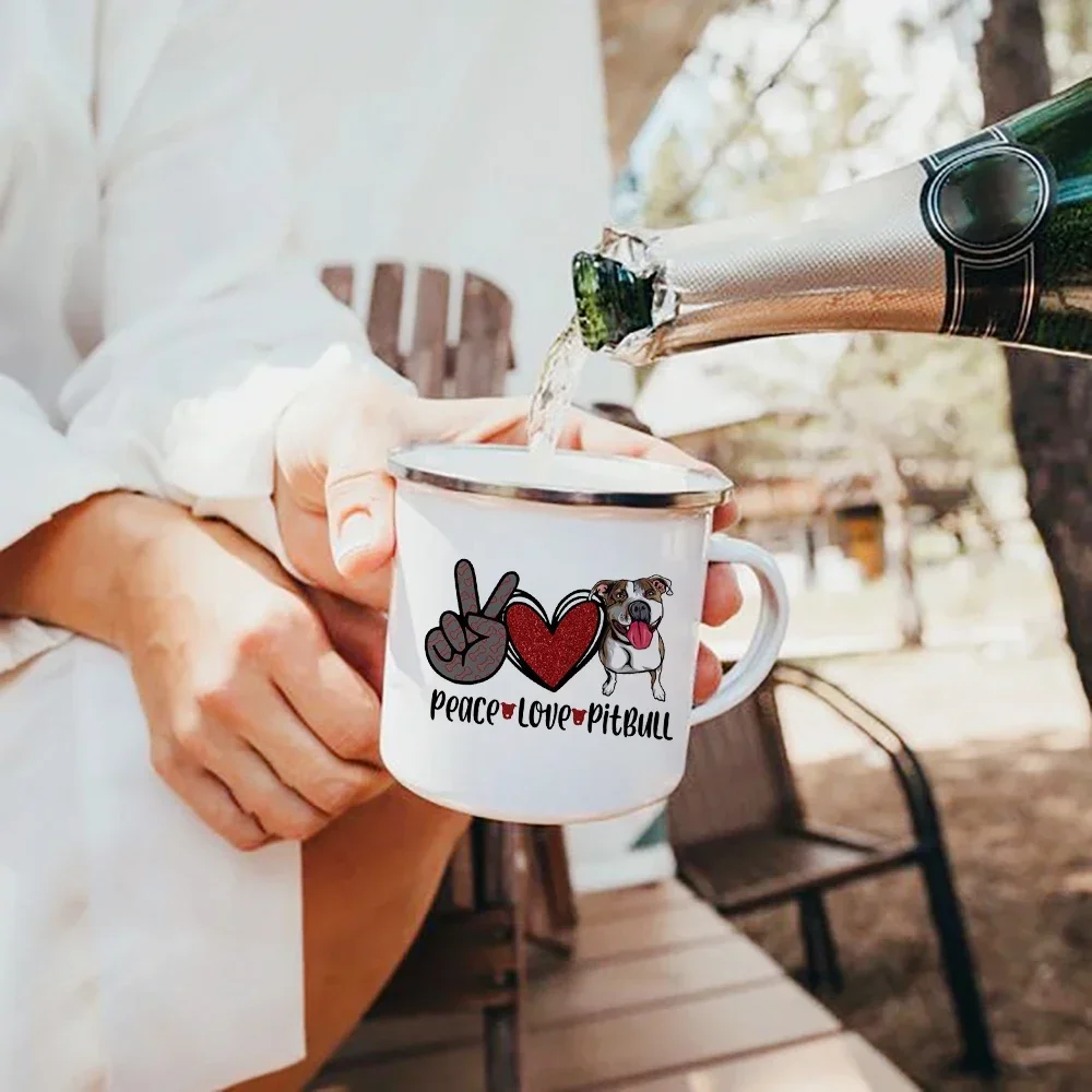 Peace Love Bulldogs Enamel Mug - Travel Camping Picnic Drinkware