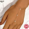 Aide 925 Silver Minimalist Creativity Infinite Symbol Flower Zircon Bracelets Women's Finger Chain Jewelry Clothing Accessories