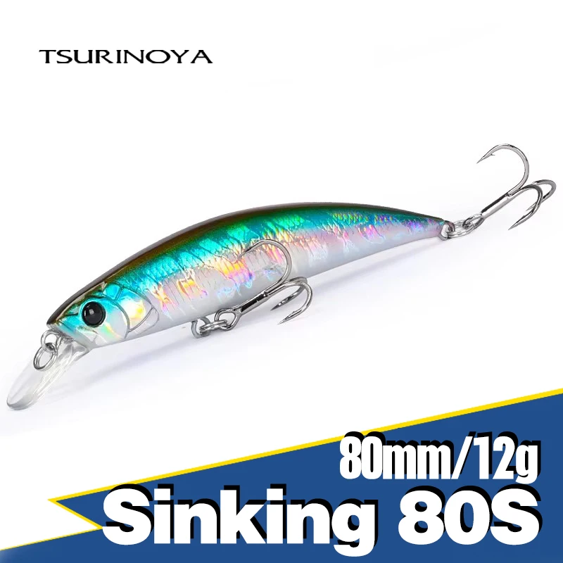 TSURINOYA Angeln Lure Sinking Minnow 80S 12g DW96 8cm Multi-farbe Rockfish Jerkbait Harten Köder Süßwasser salzwasser Wobbler