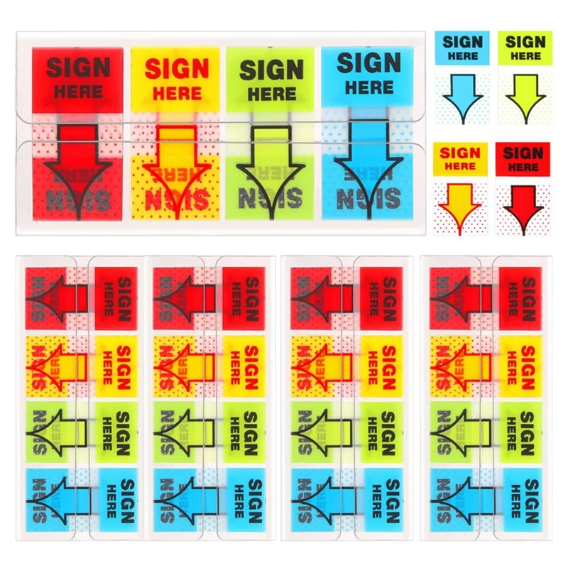 A85Q-500Pcs Sign Here Stickers,Labels Stickers Adhesive Sign Here Tabs Post Flags For Home Office School (4 Colors)