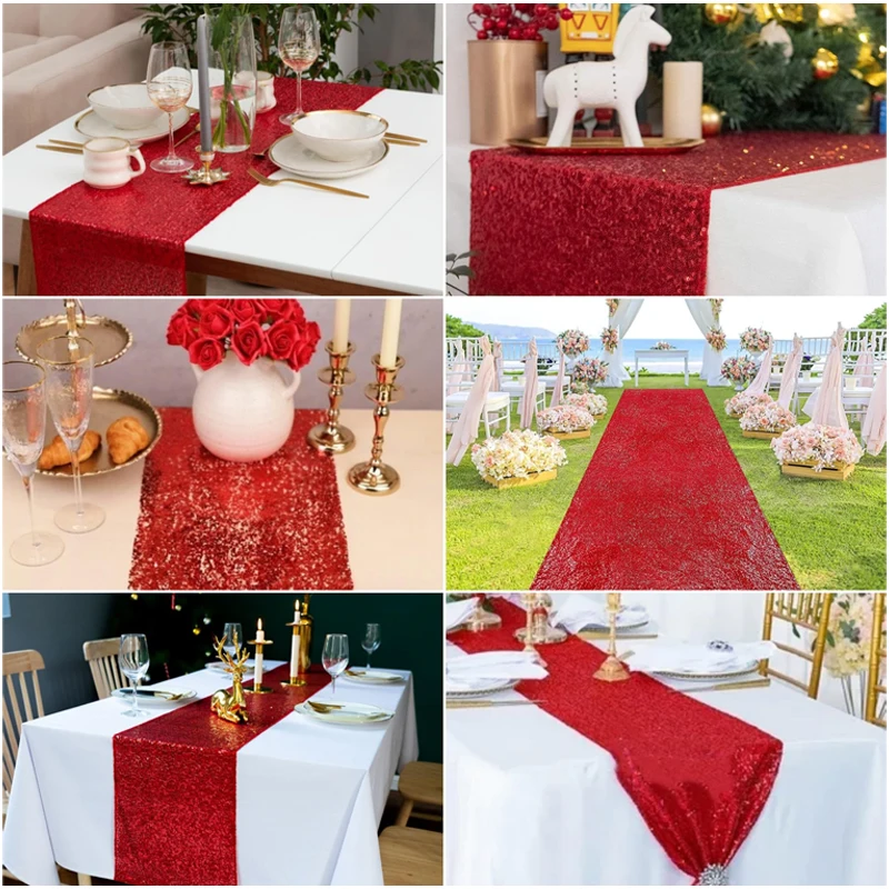 Sequined table Glitter Sequined dining table decoration  Halloween Party Wedding Christmas banquet Table Sparkling Decorations 4