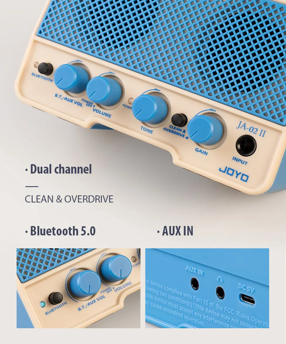 JA-02 II 5W Electric Guitar Amplifier Speaker Dual Channel Bluetooth Guitar Spea