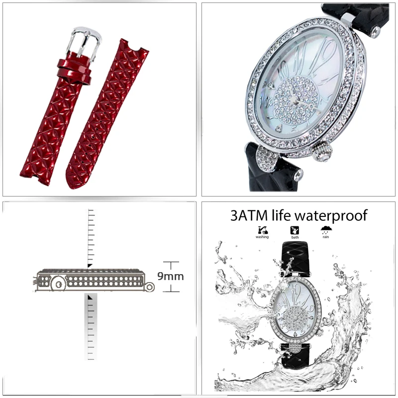 ساعة يد نسائية ساعة زرقاء بيضاوية من الفولاذ الفضي...